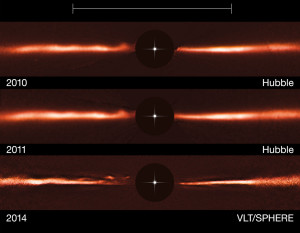 Immagini VLT e Hubble del disco intorno a AU Microscopii