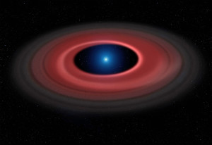 Rappresentazione artistica del disco luminoso intorno alla nana bianca SDSS J1228+1040
