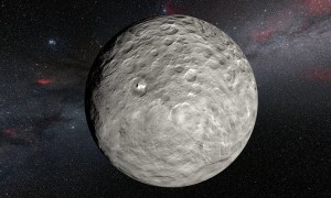 Rappresentazione artistica delle macchie luminose di Cerere fotografate dalla sonda Dawn