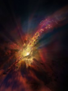 Rappresentazione artistica di una fredda pioggia intergalattica