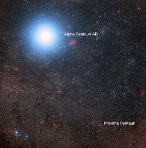 Il cielo intorno a Alfa e Proxima Centauri